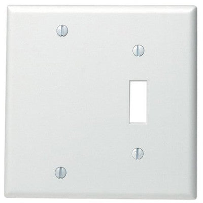 2-Gang 1-Toggle 1-Blank Device Combination Wall Plate, Standard Size, Thermoset, Box Mount, White, 88006 - Leviton