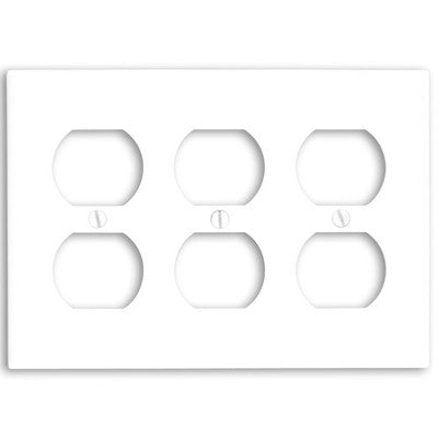 3-Gang Duplex Device Receptacle Wall Plate, Standard Size, Thermoset, Device Mount, White, 88030 - Leviton