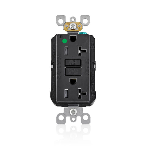 AFCI Duplex Receptacle Outlet, Heavy-Duty Hospital Grade, Wallplate Included, Tamper-Resistant, 20 Amp, 125 Volt, Back or Side Wire, NEMA 5-20R, 2-Pole, 3-Wire, Self-Grounding - Black, AFTR2-HGE