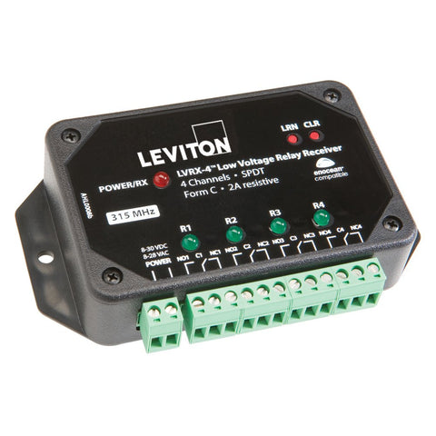 4 Channel Relay Receiver, Black, WSPAS-LV - Leviton