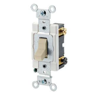15 Amp, 120/277 Volt, Toggle 3-Way AC Quiet Switch, Commercial Spec Grade, Grounding, Back & Side Wired, CSB3-15I