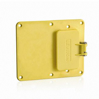 Two-Gang, 1-GFCI with Weather-Resistant Flip-Lid, 1-Blank Coverplate - YELLOW