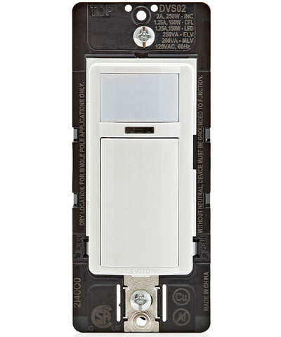 Decora Vacancy (Manual ON) Motion Sensor In-Wall Switch, Manual-On, 2A, Single Pole, DVS02-1LW