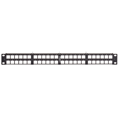 e2XHD 1RU High-Density Universal Flat Panel, accepts shielded, UTP, and fiber cassettes, E2X1F-S48