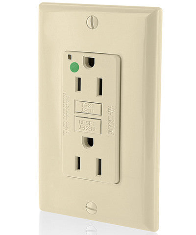 15 Amp, 125 Volt, NAFTA Compliant Extra-Heavy Duty, Hospital Grade, Non-Tamper-Resistant Duplex Self-Test GFCI Receptacle, GFNT1-HF - Leviton - 2