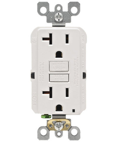 Self-Test SmartlockPro Slim GFCI Non-Tamper Resistant Receptacle with LED Indicator, 20 Amp, GFNT2 - Leviton - 1