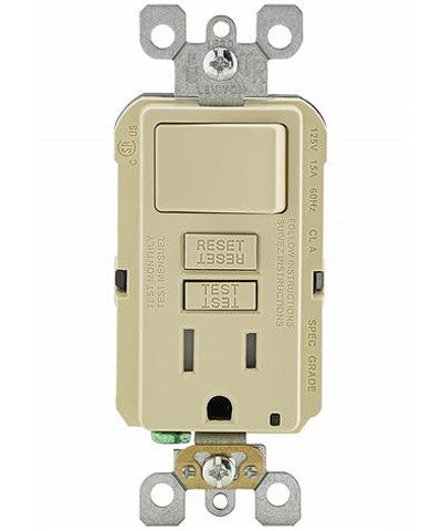 Self-Test SmartockPro Slim GFCI Combination Switch Tamper-Resistant Receptacle with LED Indicator, 15-Amp, GFSW1 - Leviton - 2