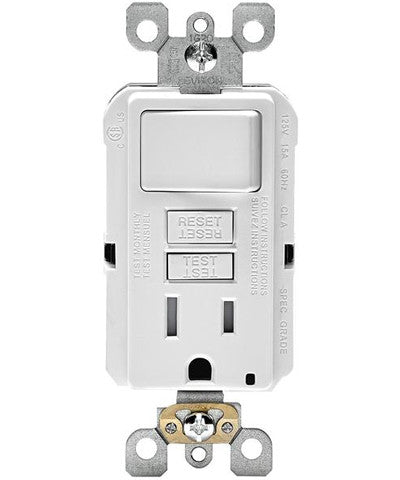 Self-Test SmartockPro Slim GFCI Combination Switch Tamper-Resistant Receptacle with LED Indicator, 15-Amp, GFSW1 - Leviton - 1
