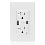 20A SmartlockPro® Self-Test GFCI Combination 24W(4.8A) Type A/C USB In-Wall Charger Outlet, White, GUAC2-W