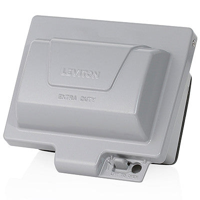 Extra Duty Outlet Hood, 1-Gang GFCI or Duplex Receptacle or Single Receptacle, Horizontal Mount, Gray, IUM1H-GY - Leviton
