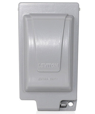 Extra Duty Outlet Hood, 1-Gang GFCI or Duplex Receptacle or Single Receptacle, Vertical Mount, Gray, IUM1V-GY - Leviton