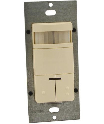 Dual-Relay, Decora Passive Infrared Wall Switch Occupancy Sensor, Auto or Manual-On, 180 Degree, 2100 sq. ft. Coverage, Title 24, Almond, ODS0D-TDA - Leviton