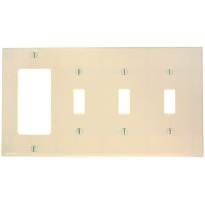 4-Gang, 3-Toggle, 1-Decora/GFCI Device, Combination Wall Plate, Standard  Size, Device Mount, P326