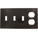 4-Gang, 3-Toggle, 1-Duplex Device, Combination Wall Plate, Standard Size, Device Mount, P38 - Leviton - 4