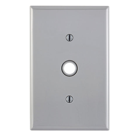 1-Gang .406 Inch Hole Device Telephone/Cable Wallplate, Midway Size, Thermoplastic Nylon, Strap Mount. Gray, PJ11-GY