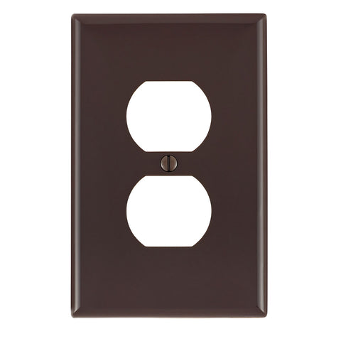 1-Gang Duplex Device Receptacle Wallplate, Midway Size, Thermoplastic Nylon, Device Mount, Brown, PJ8