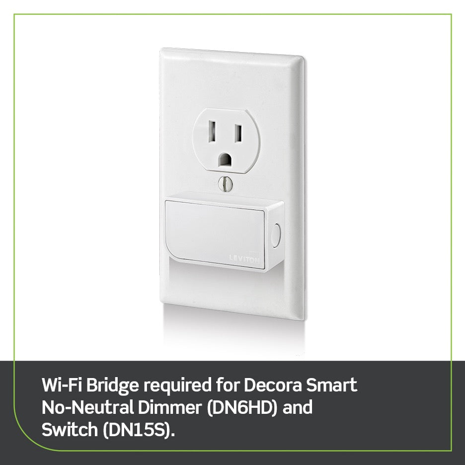 Wi-Fi Bridge for No-Neutral Decora Smart Dimmers and Switches (DN6HD and DN15S), MLWSB-2RW, White