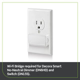 No-Neutral Decora Smart Dimmer Switch, Requires MLWSB Wi-Fi Bridge, DN6HD-2RW, White