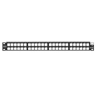 Shielded Flat QUICKPORT™ Patch Panel, 48-Port, 1RU, Black, 4S255-D48