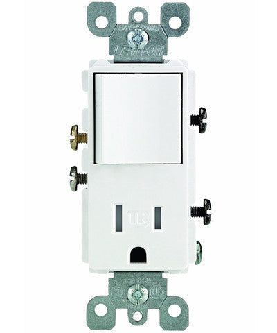 Tamper-Resistant Rocker NEMA Combination Decora Switch and Receptacle, White, T5625-W - Leviton