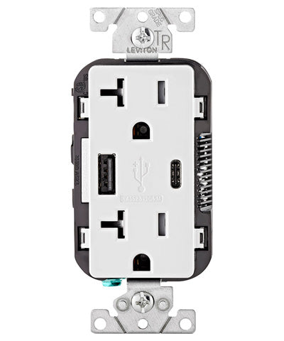 Type A & Type-C USB Charger/Tamper Resistant Receptacle, 20-Amp, T5833