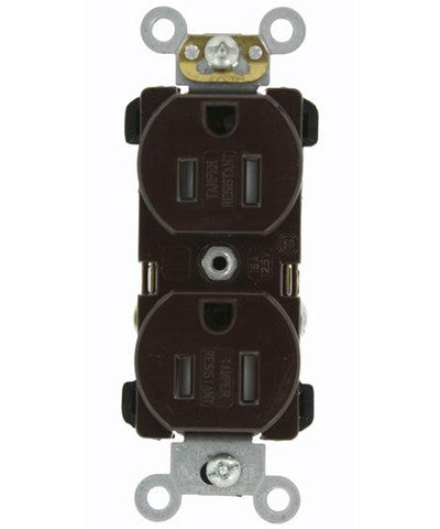 15 Amp, Narrow Body Duplex Receptacle, Straight Blade, Tamper Resistant, Commercial Grade, 125 Volt, Self Grounding, Various Colors, TBR15 - Leviton - 1