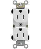 15 Amp, Narrow Body Duplex Receptacle, Straight Blade, Tamper Resistant, Commercial Grade, 125 Volt, Self Grounding, Various Colors, TBR15 - Leviton - 6