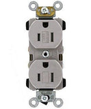 15 Amp, Narrow Body Duplex Receptacle, Straight Blade, Tamper Resistant, Commercial Grade, 125 Volt, Self Grounding, Various Colors, TBR15 - Leviton - 3