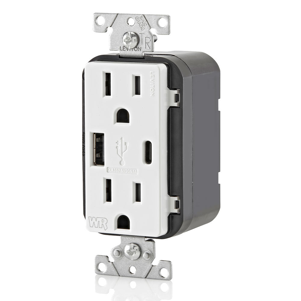 15A Weather-Resistant USB Receptacles with Type A and Type-C Ports, W5 ...
