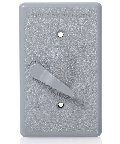 Weatherproof Cover, Metal Flat Lid, 1-Gang Switch, Gray, WM1S-GY - Leviton