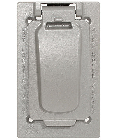 1-Gang Weatherproof Device Cover for Decora/GFCI Receptacle, Vertical Mount, Gray, WM1VF-GY - Leviton