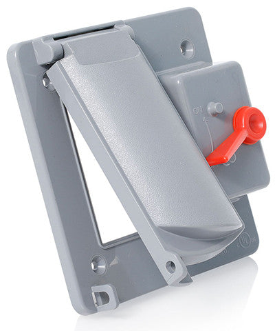 Weatherproof Cover, Plastic Flat Lid, 2-Gang Switch, Decora/GFCI, Gray, WP2SG-GY - Leviton