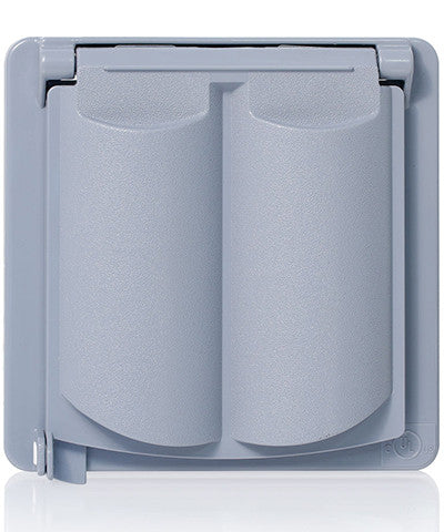 Weatherproof Cover, Plastic Flat Lid, 2-Gang Decora, GFCI or Duplex Receptacle or Single Receptacle, Horizontal Mount, Gray, WP2V-GY - Leviton