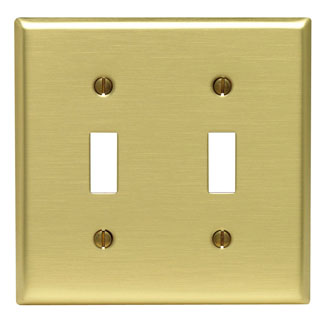 2-Gang Toggle Device Switch Wallplate, Standard Size, Brass, Device Mount, Brass, 81009