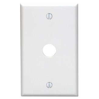 1-Gang .625 Inch Hole Device Telephone/Cable Wallplate, Standard Size, Thermoset, Box Mount - White, 88017