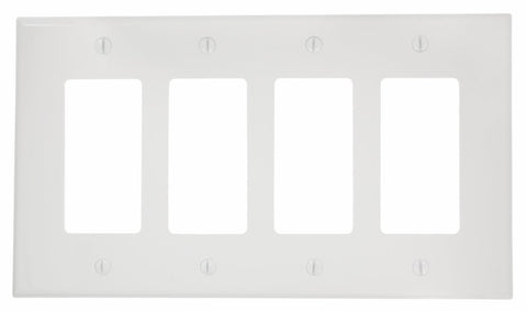 4-Gang Decora/GFCI Wallplate, Midway Size, White, PJ264-W